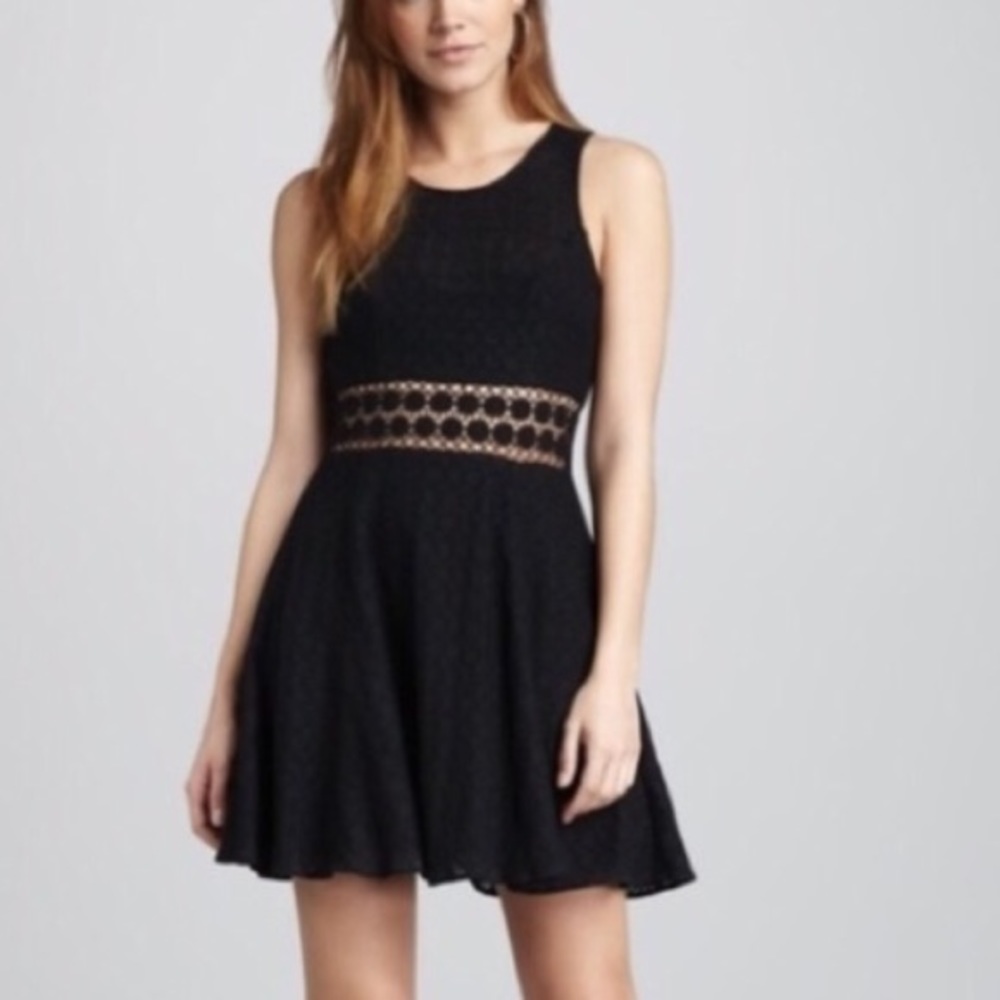 Free People Black Lace Daisy Crochet Waist Dress